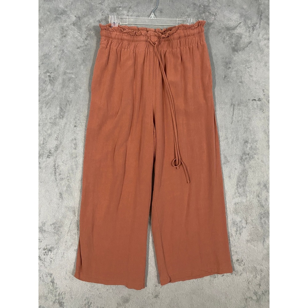 Petal + Pup Pants Sz 8 Terracotta Rust Linen Blend Wide Leg Pull On Boho Coastal